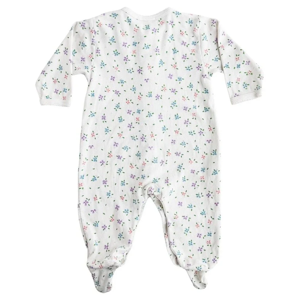 Kissy Kissy Baby Girl 6-9M Floral Pima Cotton Footie Sleeper White Pink